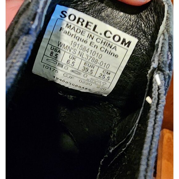 Sorel Black Leather Wedge Heel Ankle Boots Women's Size 8.5 M - Picture 3 of 11